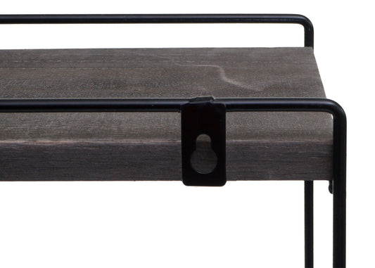 Cosmo Casa - Wandplank - Industrieel massief hout en metaal - Donkergrijs - 50x35x17cm