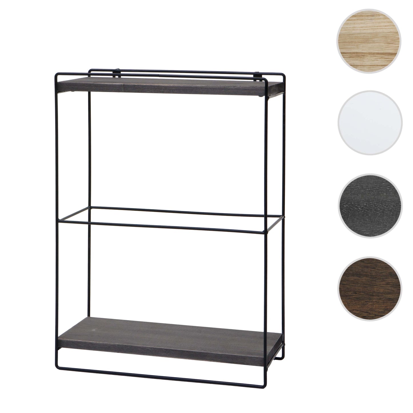 Cosmo Casa - Wandplank - Industrieel massief hout en metaal - Donkergrijs - 50x35x17cm