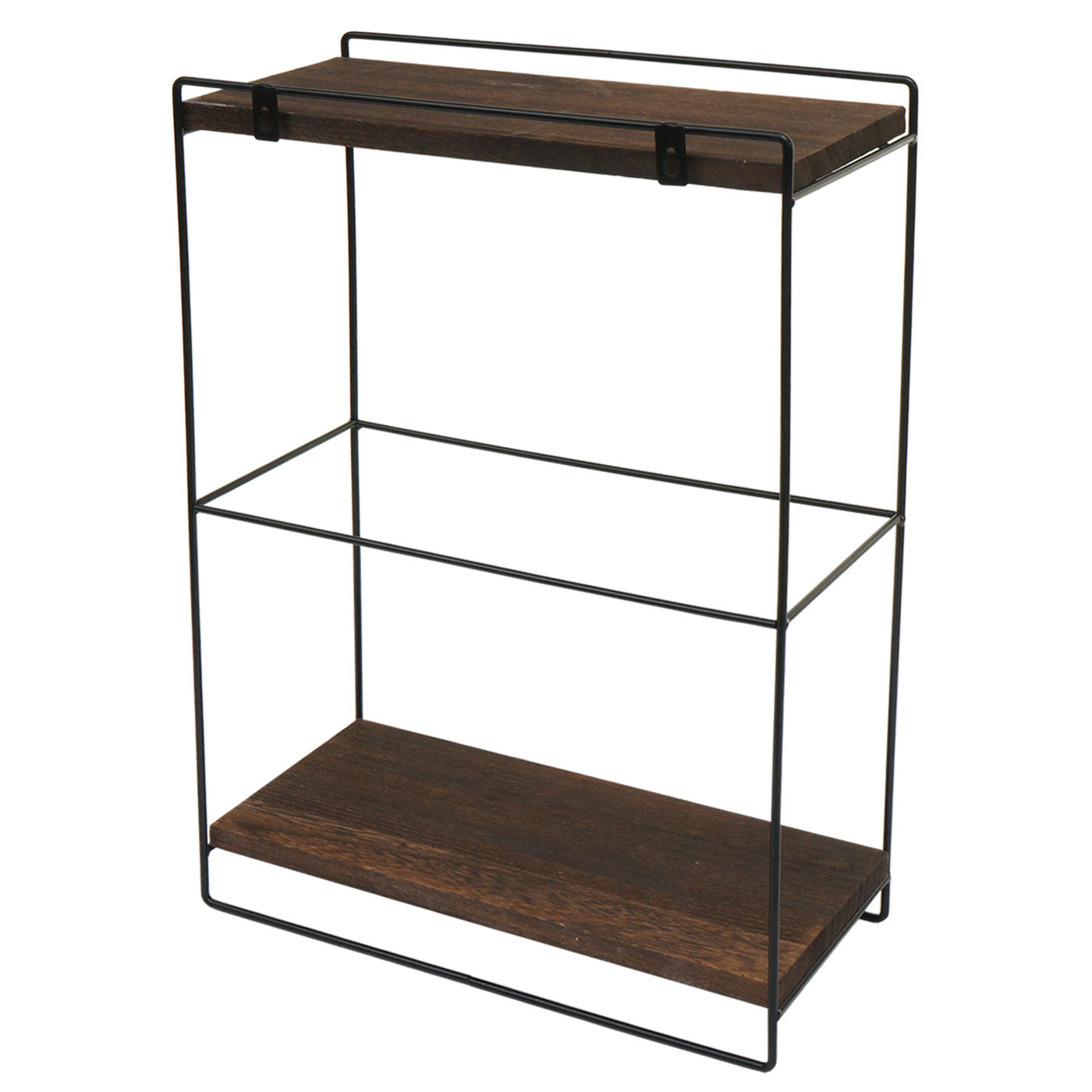 Cosmo Casa - Wandplank - Industrieel massief hout en metaal - Donkerbruin - 50x35x17cm