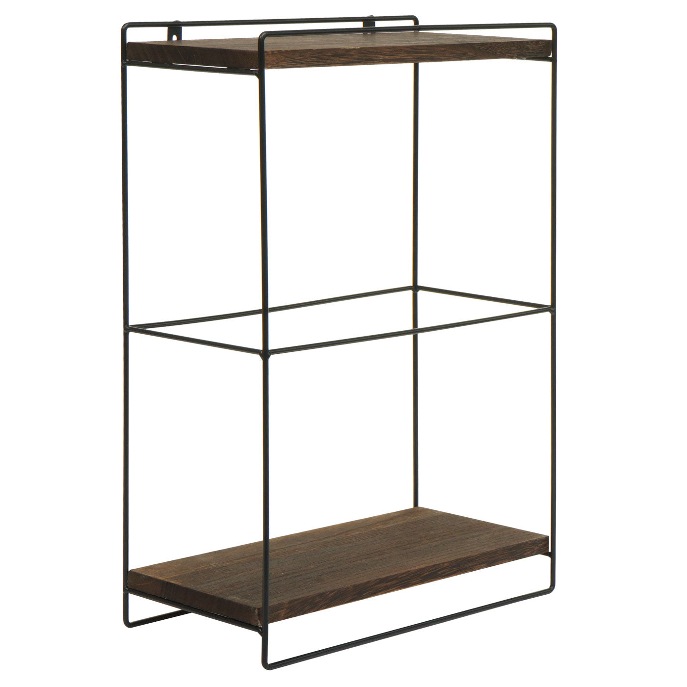 Cosmo Casa - Wandplank - Industrieel massief hout en metaal - Donkerbruin - 50x35x17cm