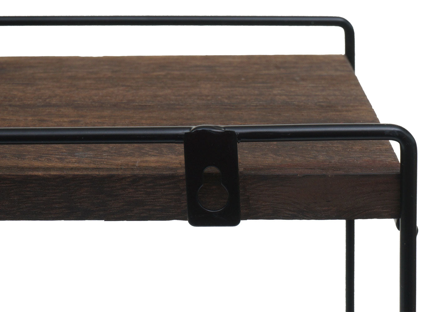 Cosmo Casa - Wandplank - Industrieel massief hout en metaal - Donkerbruin - 50x35x17cm