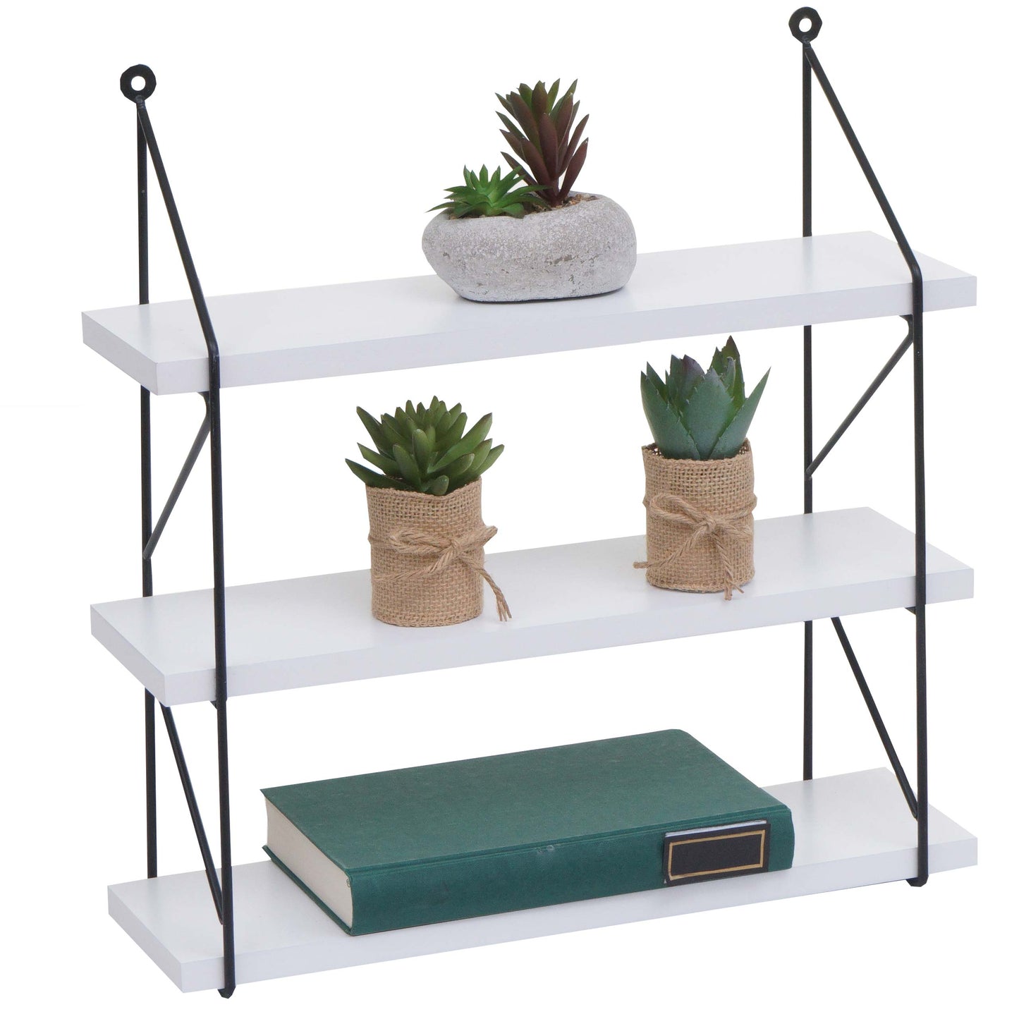 Cosmo Casa - Wandplank - Industrieel massief hout en metaal - Wit - 40x40x13cm