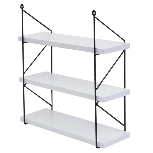 Cosmo Casa - Wandplank - Industrieel massief hout en metaal - Wit - 40x40x13cm