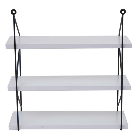 Cosmo Casa - Wandplank - Industrieel massief hout en metaal - Wit - 40x40x13cm