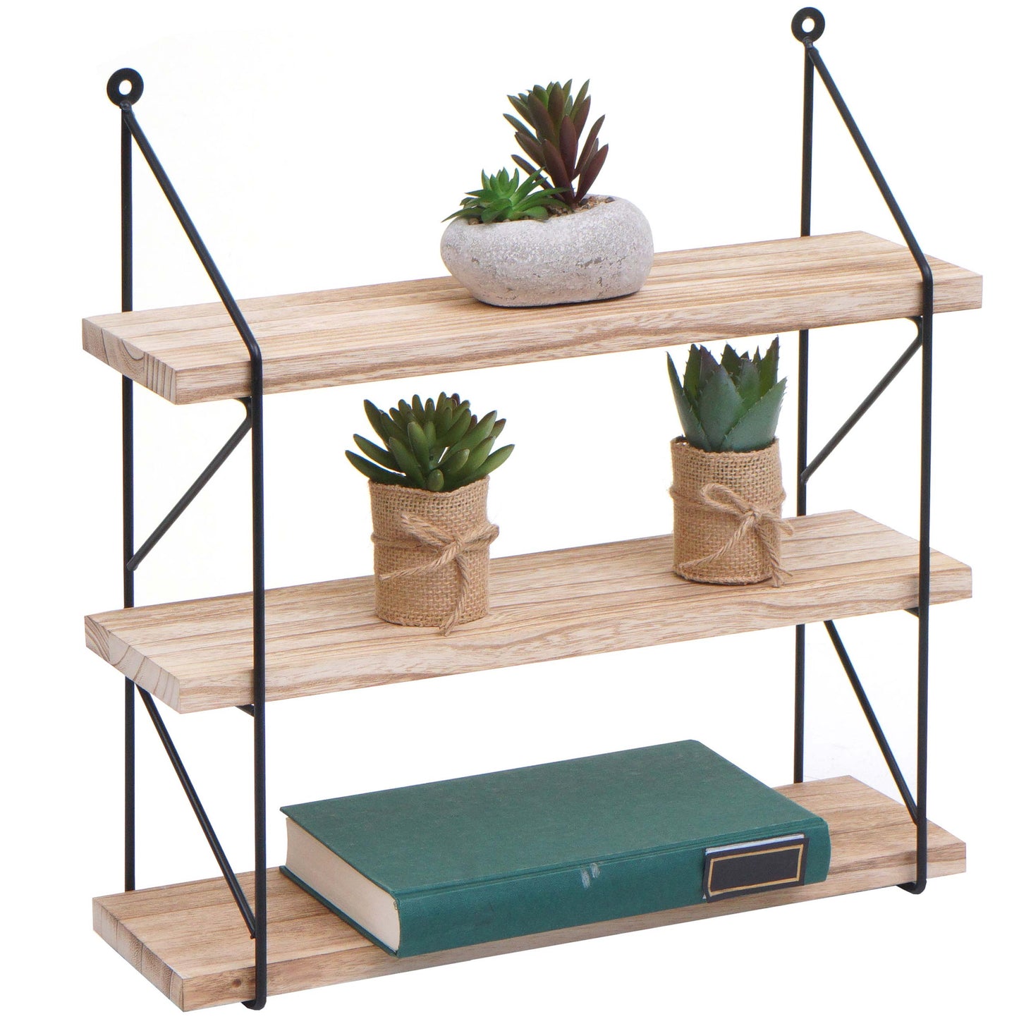 Cosmo Casa - Wandplank - Industrieel massief hout en metaal - Naturel - 40x40x13cm