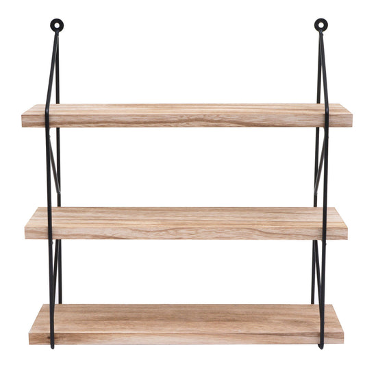 Cosmo Casa - Wandplank - Industrieel massief hout en metaal - Naturel - 40x40x13cm