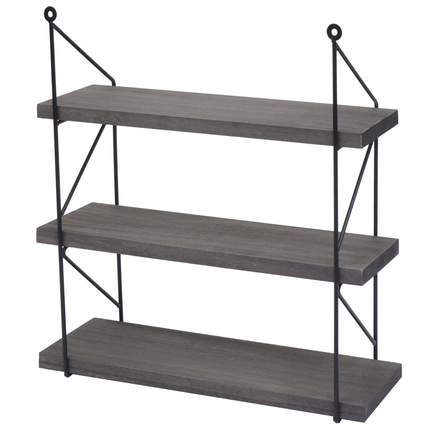 Cosmo Casa - Wandplank - Industrieel massief hout en metaal - Donkergrijs - 40x40x13cm