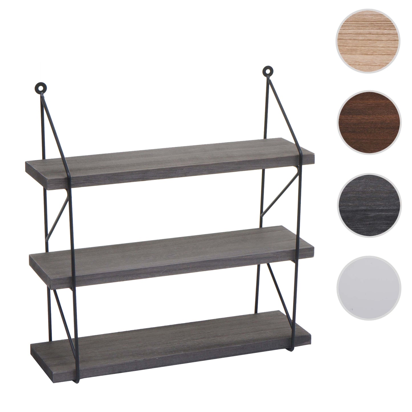 Cosmo Casa - Wandplank - Industrieel massief hout en metaal - Donkergrijs - 40x40x13cm