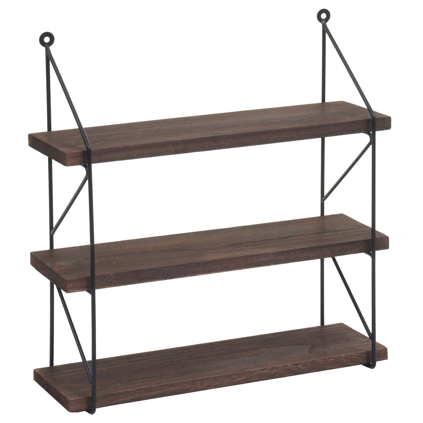 Cosmo Casa - Wandplank - Industrieel massief hout en metaal - Donkerbruin - 40x40x13cm