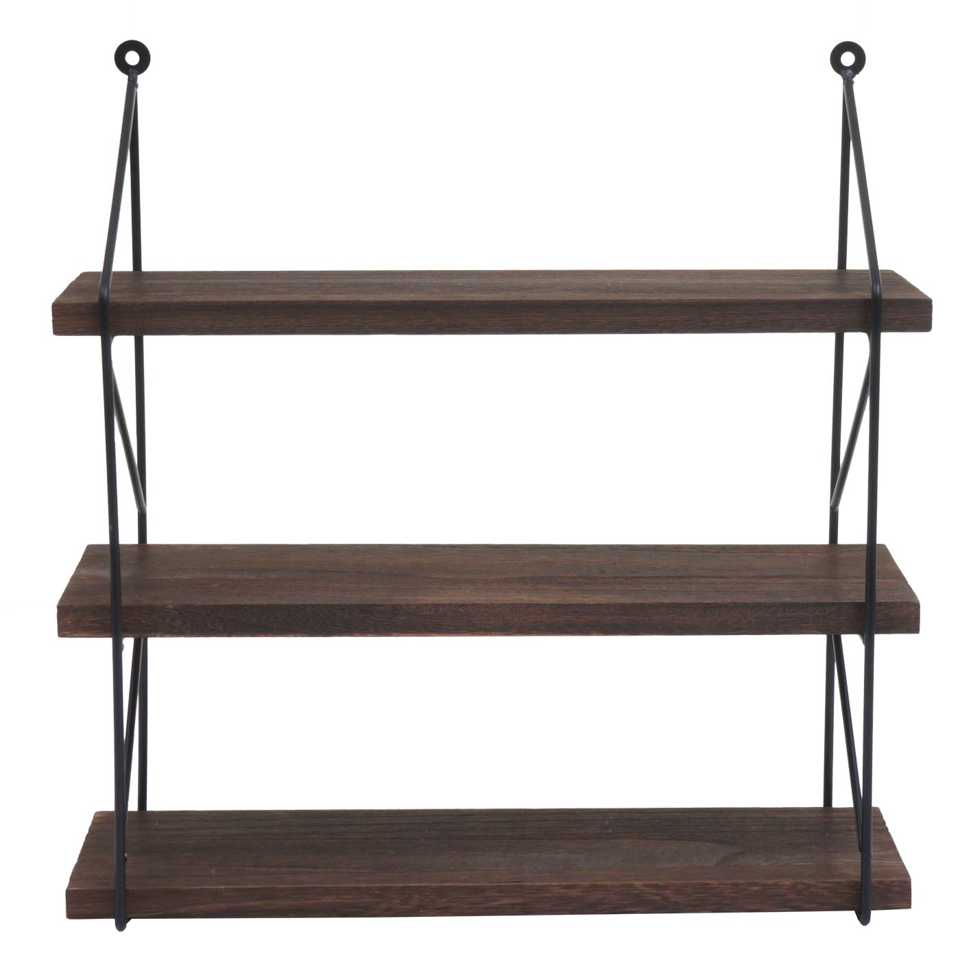 Cosmo Casa - Wandplank - Industrieel massief hout en metaal - Donkerbruin - 40x40x13cm