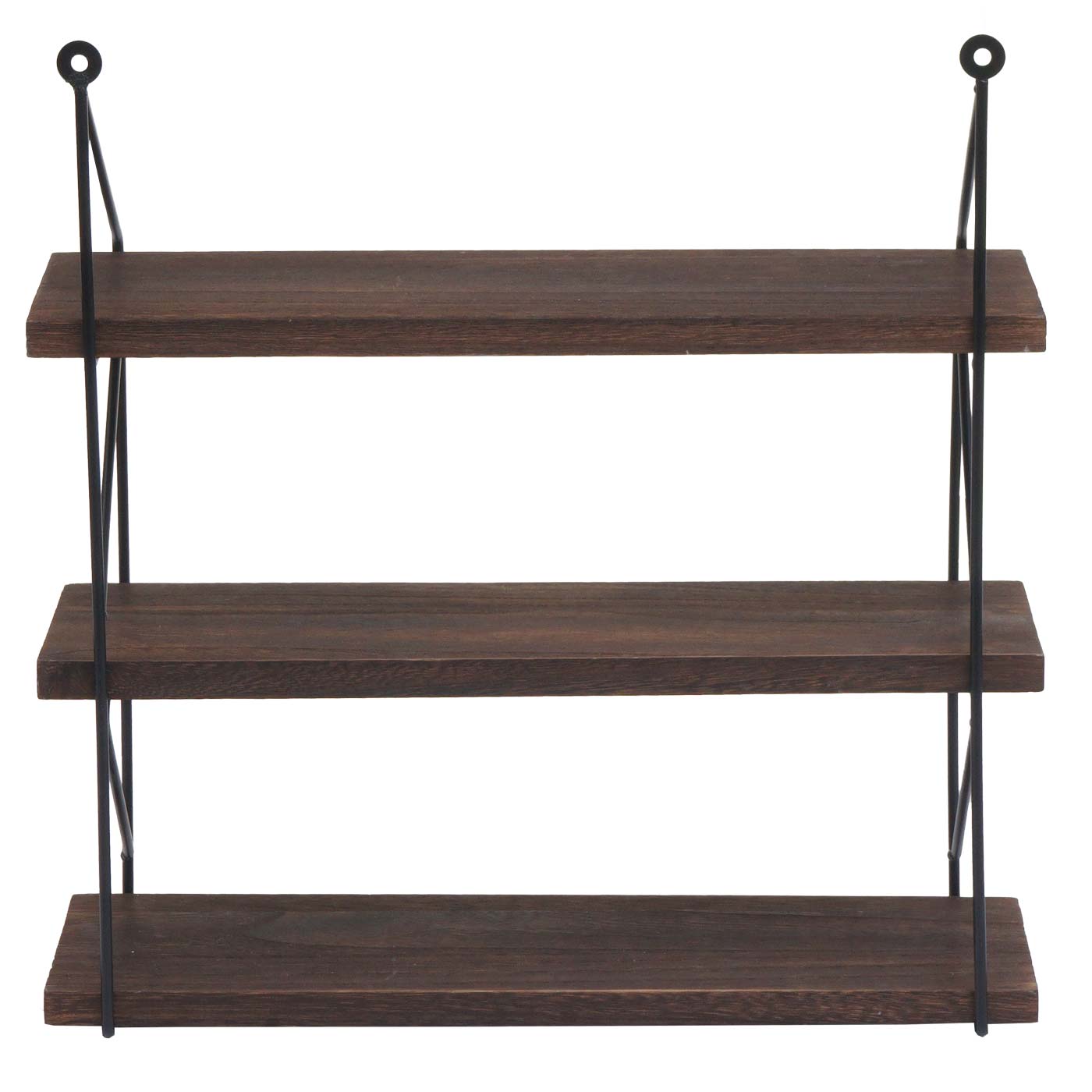 Cosmo Casa - Wandplank - Industrieel massief hout en metaal - Donkerbruin - 40x40x13cm