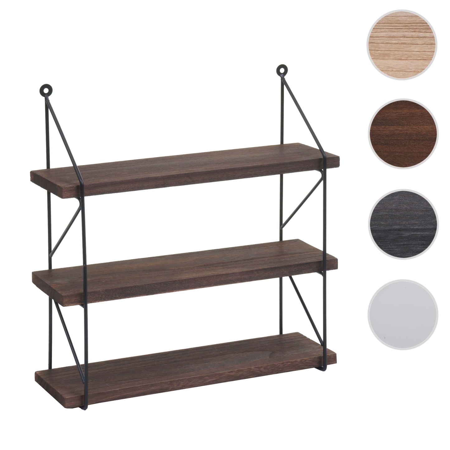 Cosmo Casa - Wandplank - Industrieel massief hout en metaal - Donkerbruin - 40x40x13cm