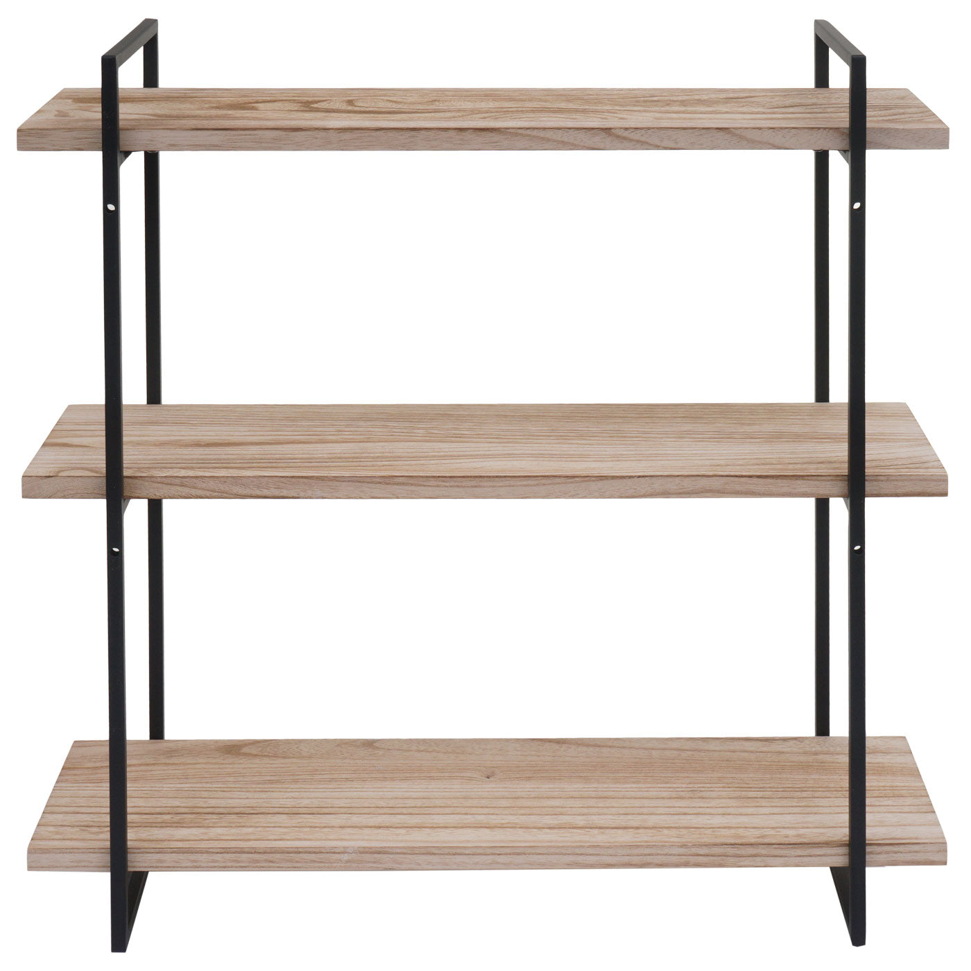 Cosmo Casa - Wandplank - Hangende Zwevende Plank Industrieel - Massief Hout & Metaal - Naturel & Zwart - 3 planken, 60×60×18 cm