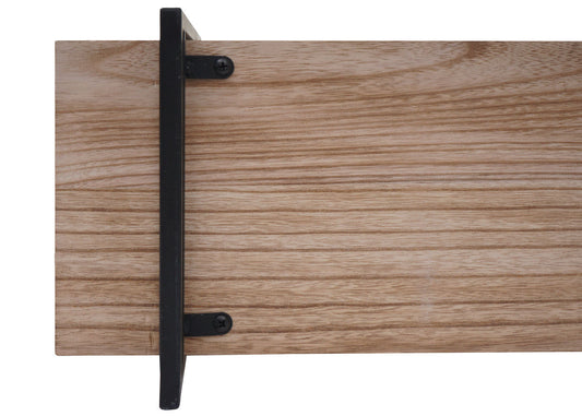 Cosmo Casa - Wandplank - Hangende Zwevende Plank Industrieel - Massief Hout & Metaal - Naturel & Zwart - 3 planken, 60×60×18 cm