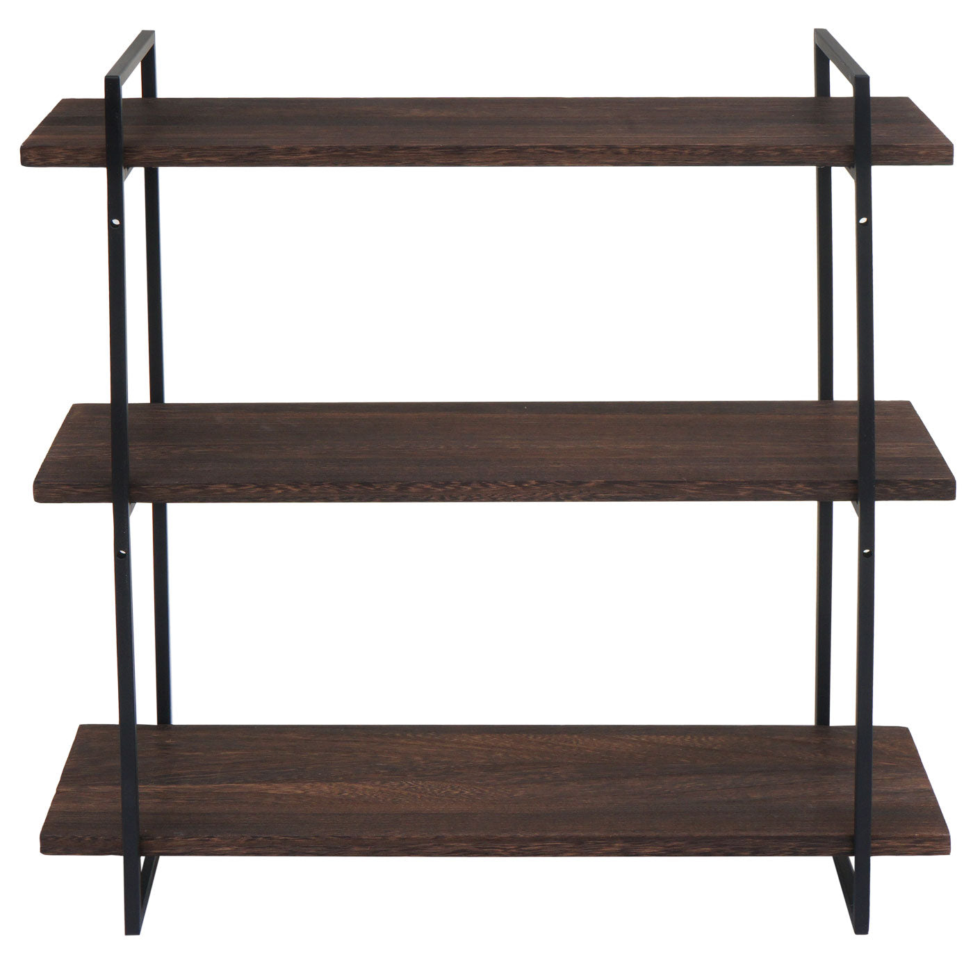Cosmo Casa - Wandplank - Industrieel massief hout en metaal - Donkerbruin en zwart - 60x60x18cm