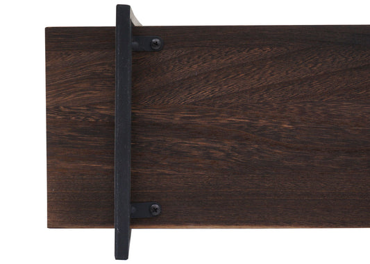Cosmo Casa - Wandplank - Industrieel massief hout en metaal - Donkerbruin en zwart - 60x60x18cm