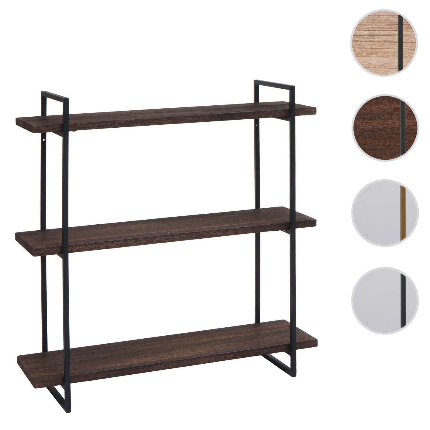 Cosmo Casa - Wandplank - Industrieel massief hout en metaal - Donkerbruin en zwart - 60x60x18cm