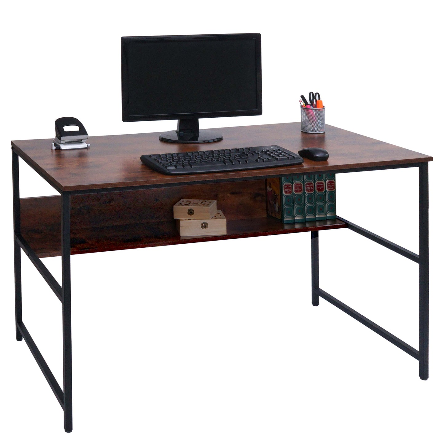 Cosmo Casa - Bureau - Kantoortafel Werktafelplank - Metaal & MDF - Bruin - 120×60 cm