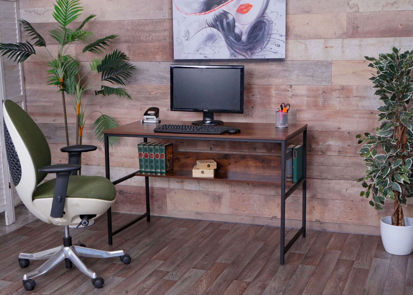 Cosmo Casa - Bureau - Kantoortafel Werktafelplank - Metaal & MDF - Bruin - 120×60 cm