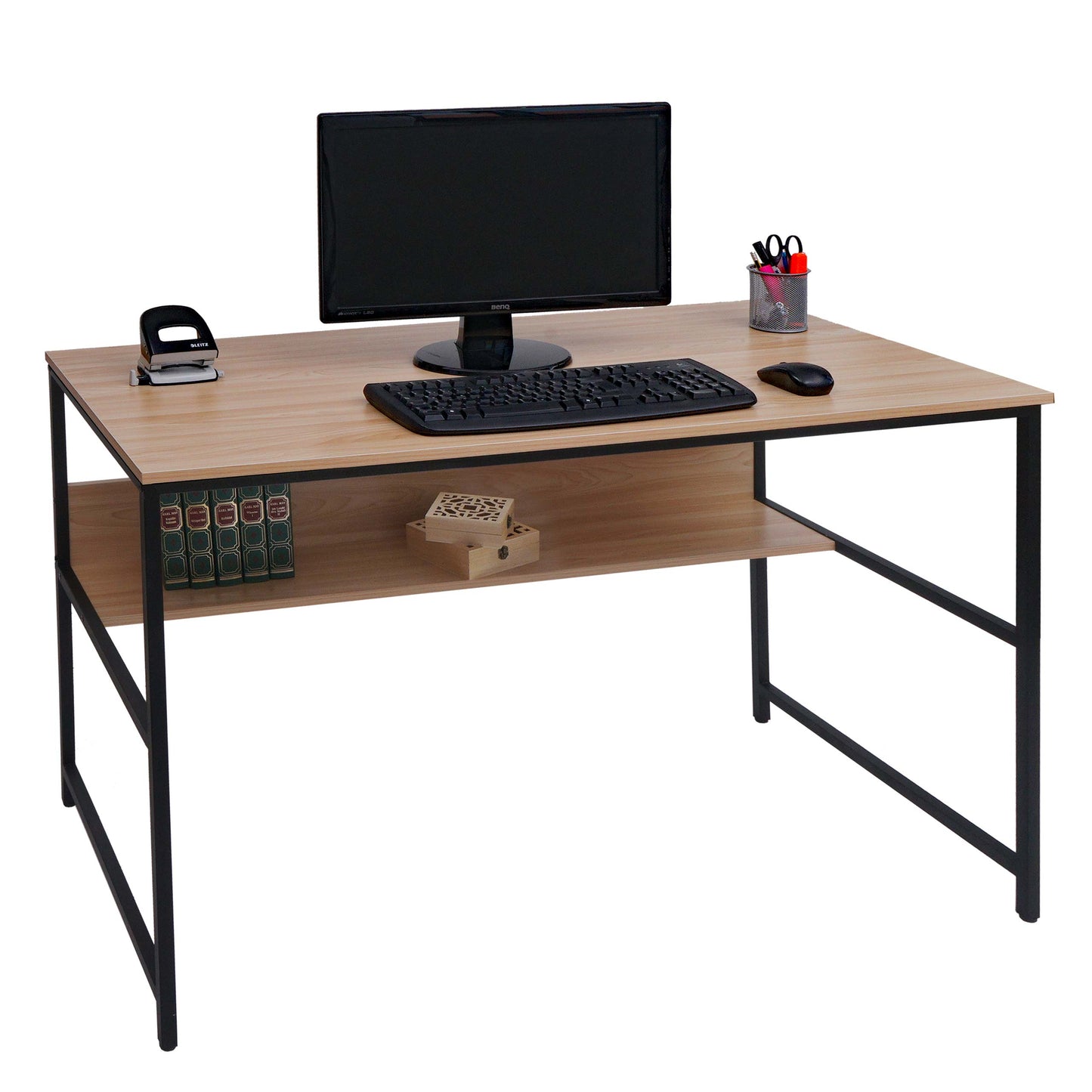 Cosmo Casa - Bureau - Kantoortafel Werktafelplank - Metaal & MDF - Naturel - 120×60 cm