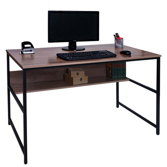 Cosmo Casa - Bureau - Kantoortafel Werktafelplank - Metaal & MDF - Grijsbruin - 120×60 cm