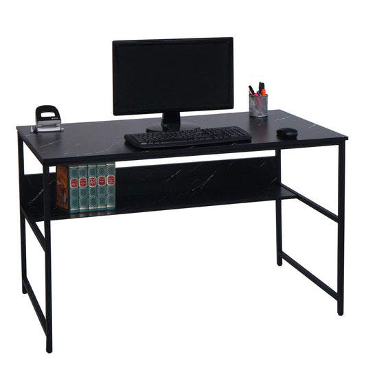 Cosmo Casa - Bureau - Bureautafel Computertafel - Metaal & MDF - Marmerlook Zwart - 120×60 cm