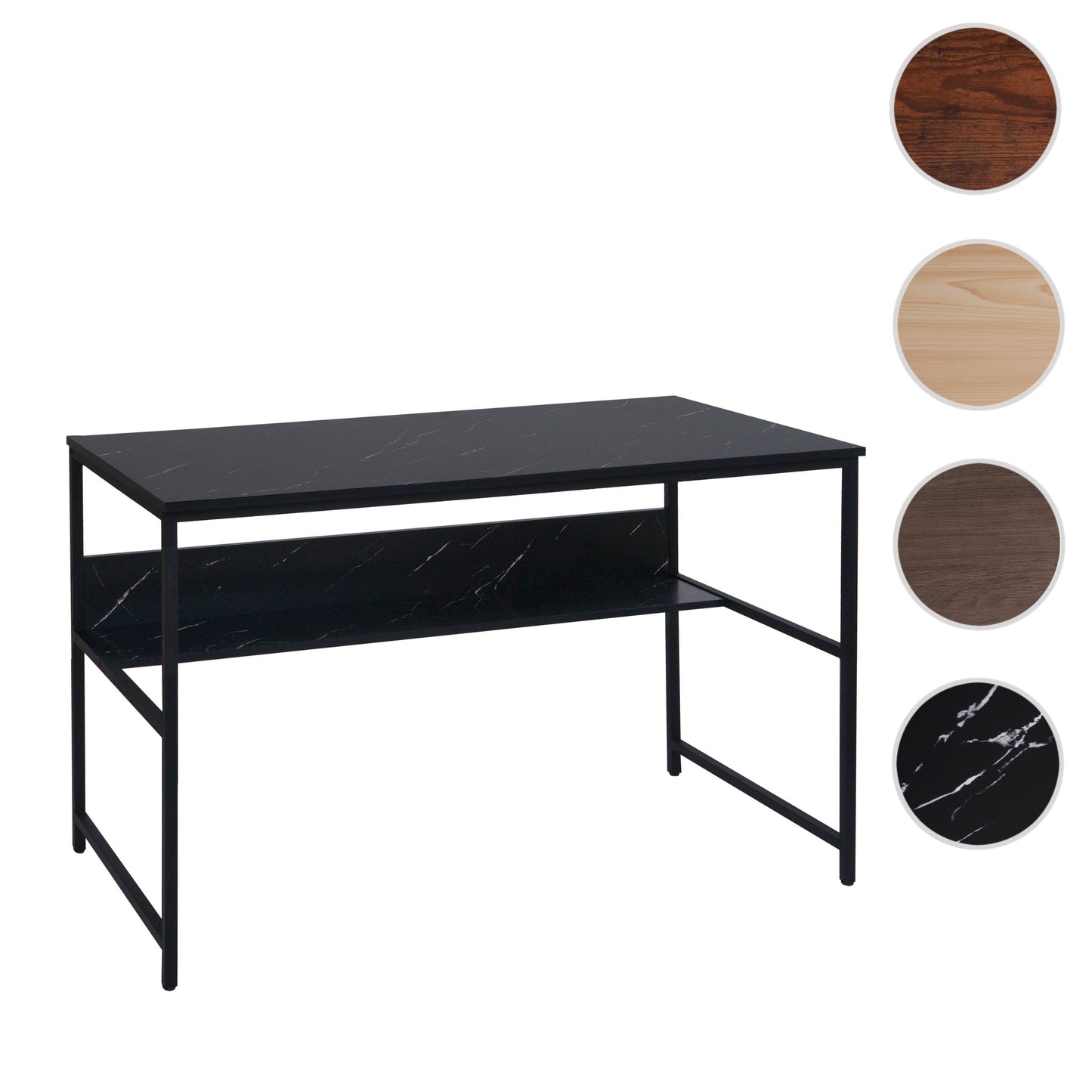Cosmo Casa - Bureau - Bureautafel Computertafel - Metaal & MDF - Marmerlook Zwart - 120×60 cm