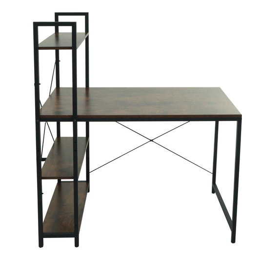 Cosmo Casa - Bureau met Plank - Laptoptafel Kantoortafel - Metaal en MDF - Bruin - 100x60cm