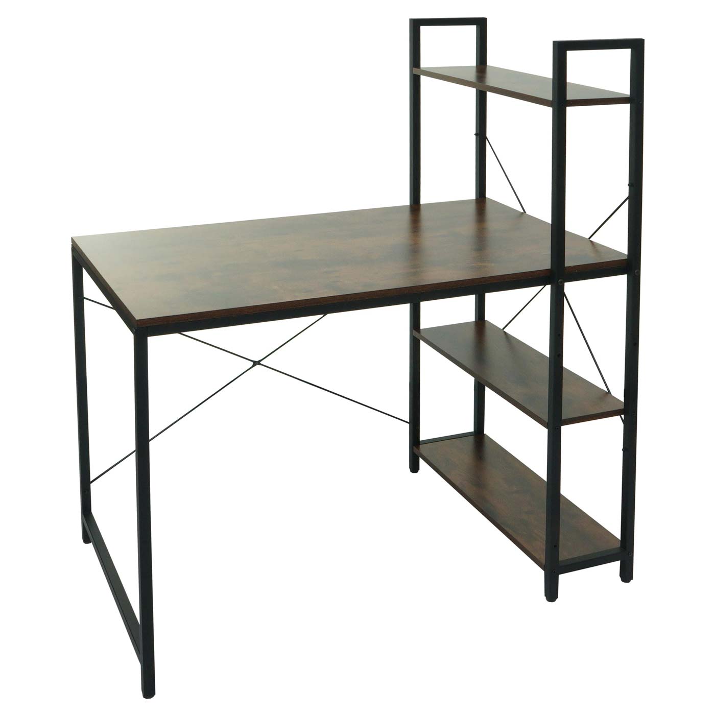 Cosmo Casa - Bureau met Plank - Laptoptafel Kantoortafel - Metaal en MDF - Bruin - 100x60cm