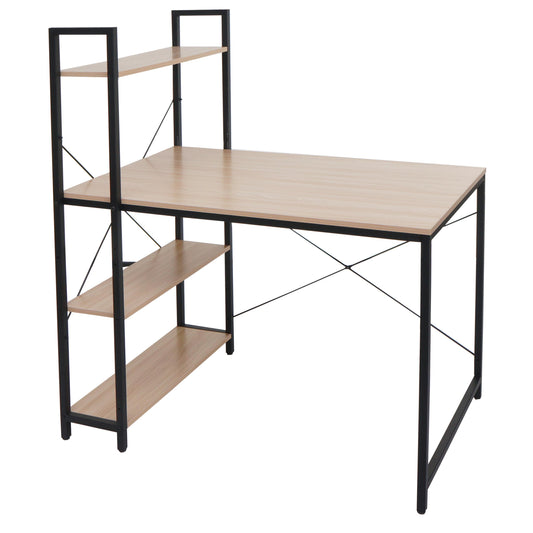 Cosmo Casa - Bureau met Plank - Laptoptafel Kantoortafel - Metaal en Hout - Naturel - 100x60cm