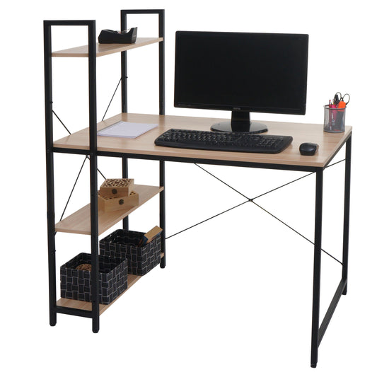 Cosmo Casa - Bureau met Plank - Laptoptafel Kantoortafel - Metaal en Hout - Naturel - 100x60cm