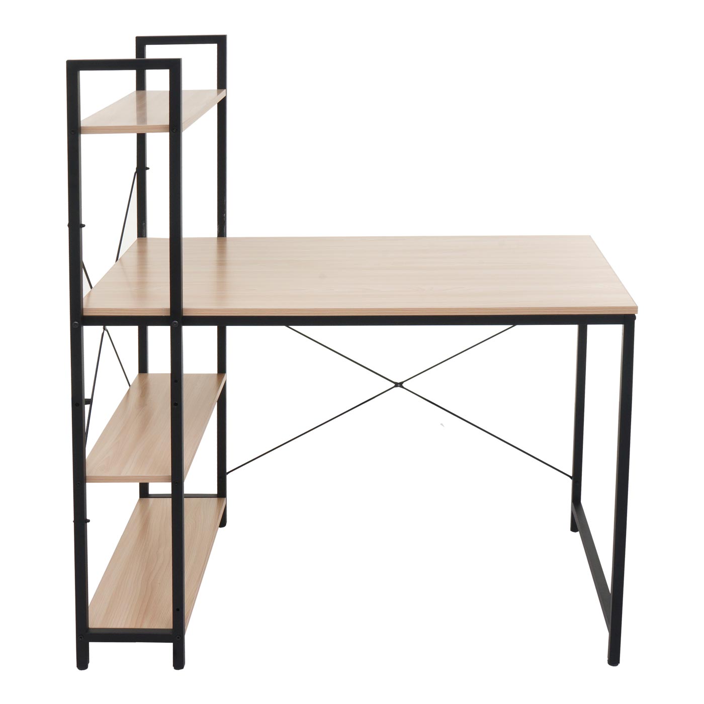 Cosmo Casa - Bureau met Plank - Laptoptafel Kantoortafel - Metaal en Hout - Naturel - 100x60cm