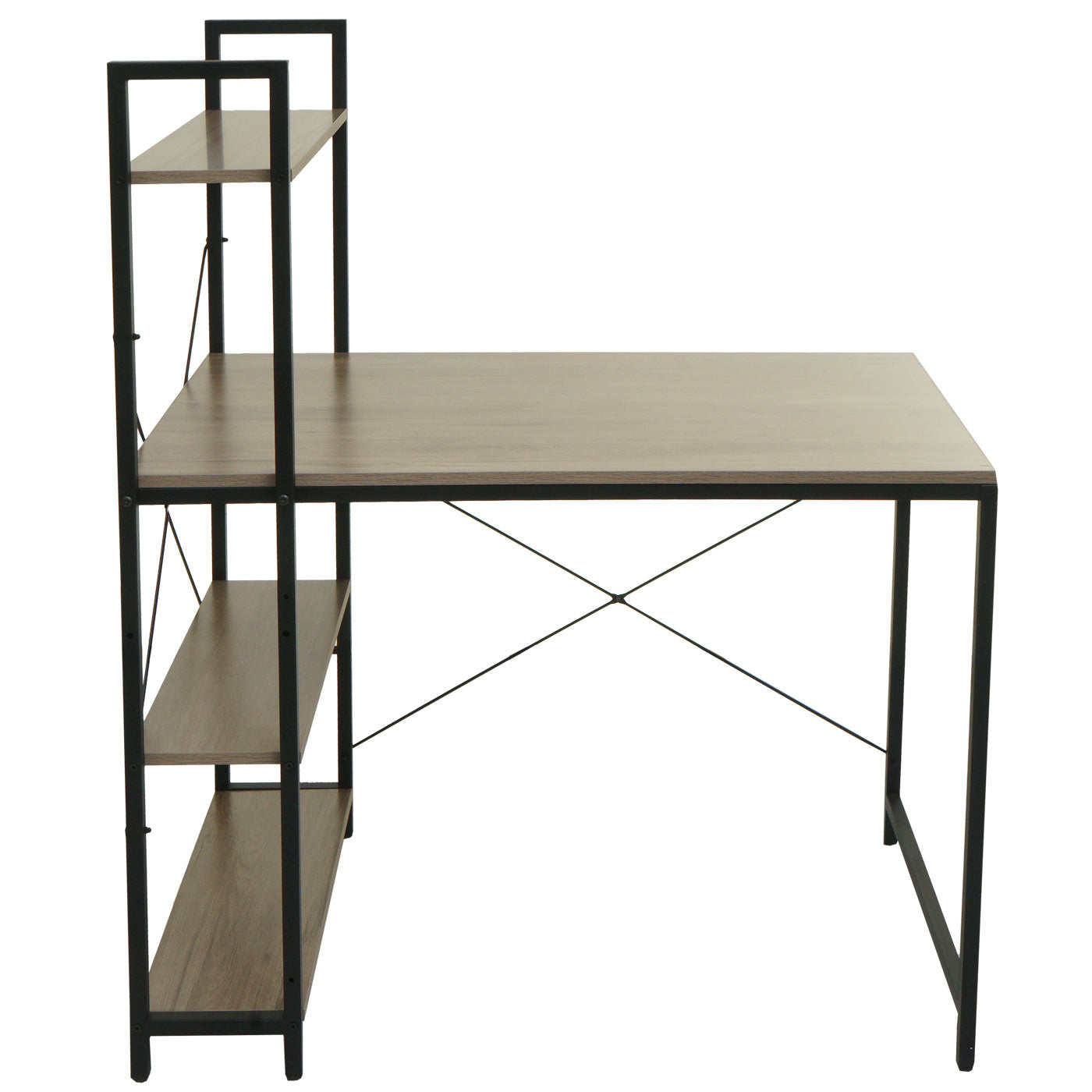 Cosmo Casa - Bureau met Plank - Laptoptafel Kantoortafel - Metaal en MDF - Grijsbruin - 100x60cm