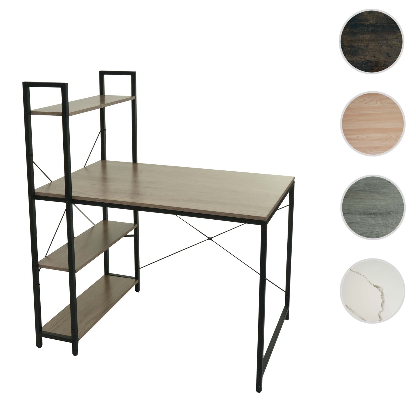 Cosmo Casa - Bureau met Plank - Laptoptafel Kantoortafel - Metaal en MDF - Grijsbruin - 100x60cm