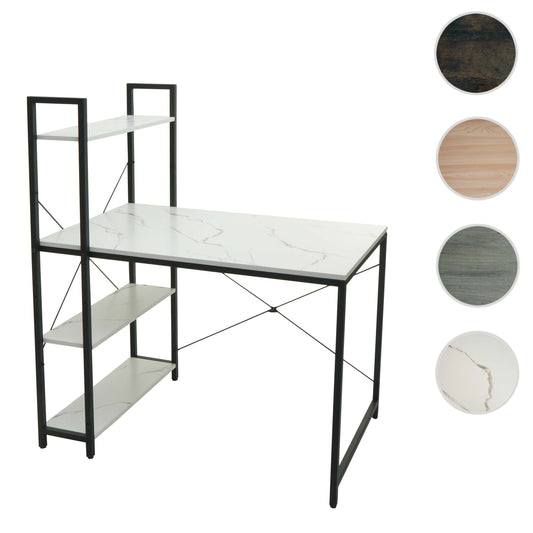 Cosmo Casa - Bureau met Plank - Laptoptafel Kantoortafel - Metaal en MDF Marmerlook - Wit - 100x60cm