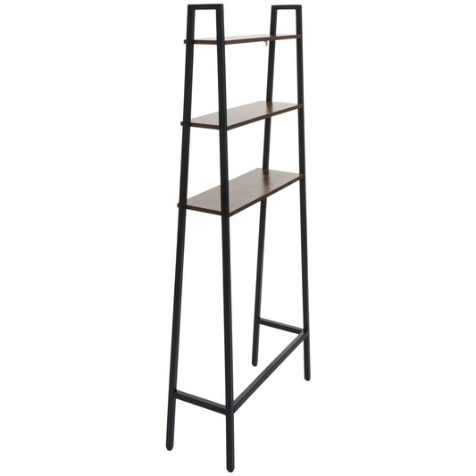 Cosmo Casa - Staande plank - Badkamer- en wasmachineplank - Hout en metaal - Bruin - 155x64x25cm