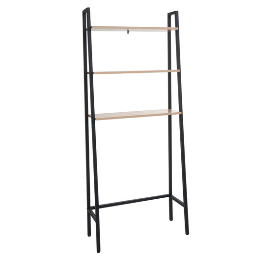 Cosmo Casa - Staande plank - Badkamer- en wasmachineplank - Hout en metaal - Naturel - 155x64x25cm