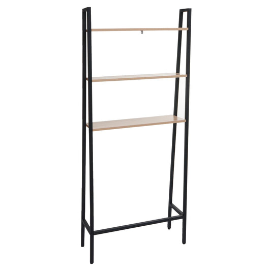 Cosmo Casa - Staande plank - Badkamer- en wasmachineplank - Hout en metaal - Naturel - 155x64x25cm