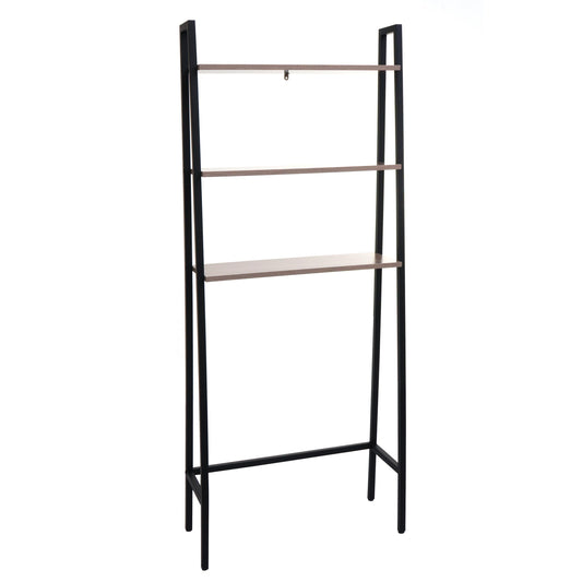 Cosmo Casa - Staande plank - Badkamer- en wasmachineplank - Hout en metaal - Grijsbruin - 155x64x25cm