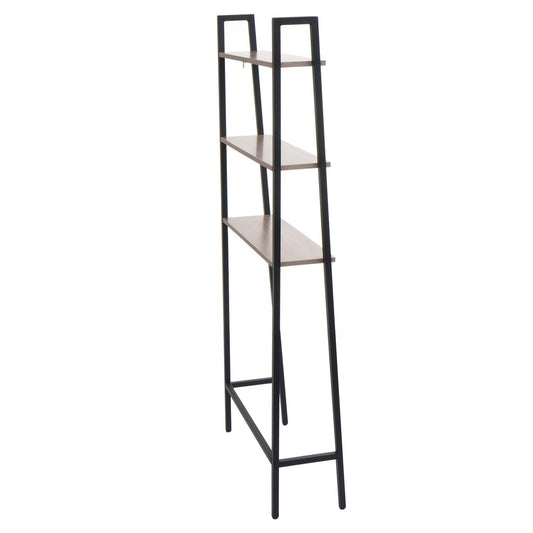 Cosmo Casa - Staande plank - Badkamer- en wasmachineplank - Hout en metaal - Grijsbruin - 155x64x25cm