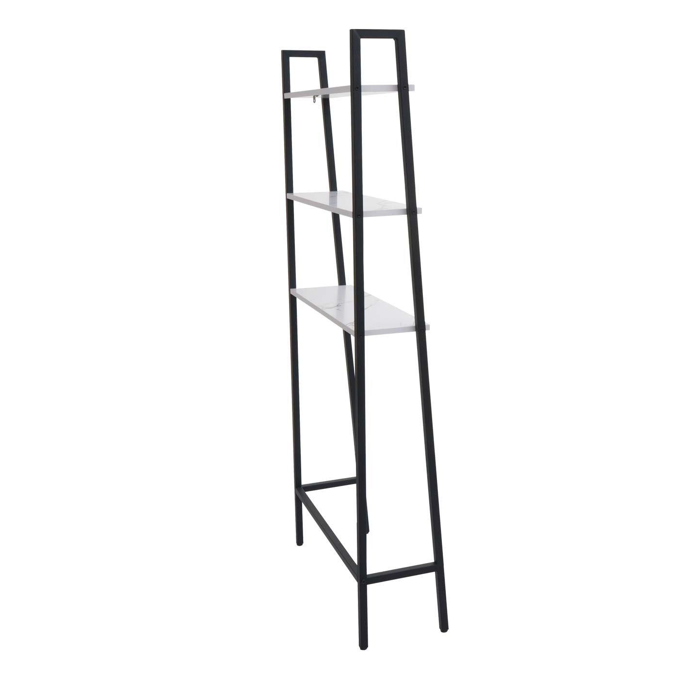 Cosmo Casa - Staande plank - Badkamer- en wasmachineplank - Hout en metaal - Marmerlook wit - 155x64x25cm