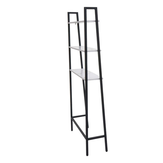 Cosmo Casa - Staande plank - Badkamer- en wasmachineplank - Hout en metaal - Marmerlook wit - 155x64x25cm