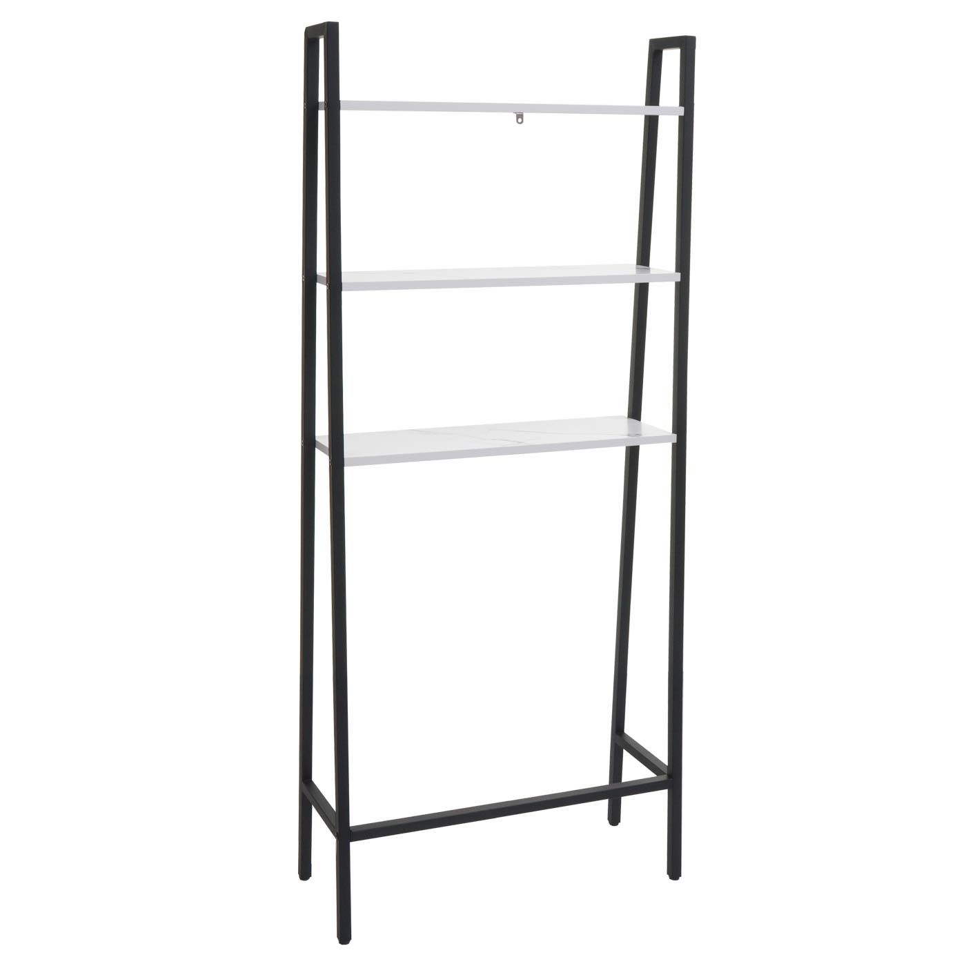 Cosmo Casa - Staande plank - Badkamer- en wasmachineplank - Hout en metaal - Marmerlook wit - 155x64x25cm