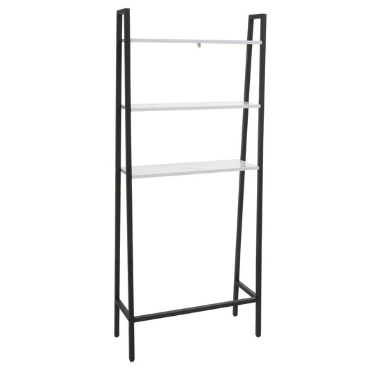 Cosmo Casa - Staande plank - Badkamer- en wasmachineplank - Hout en metaal - Marmerlook wit - 155x64x25cm