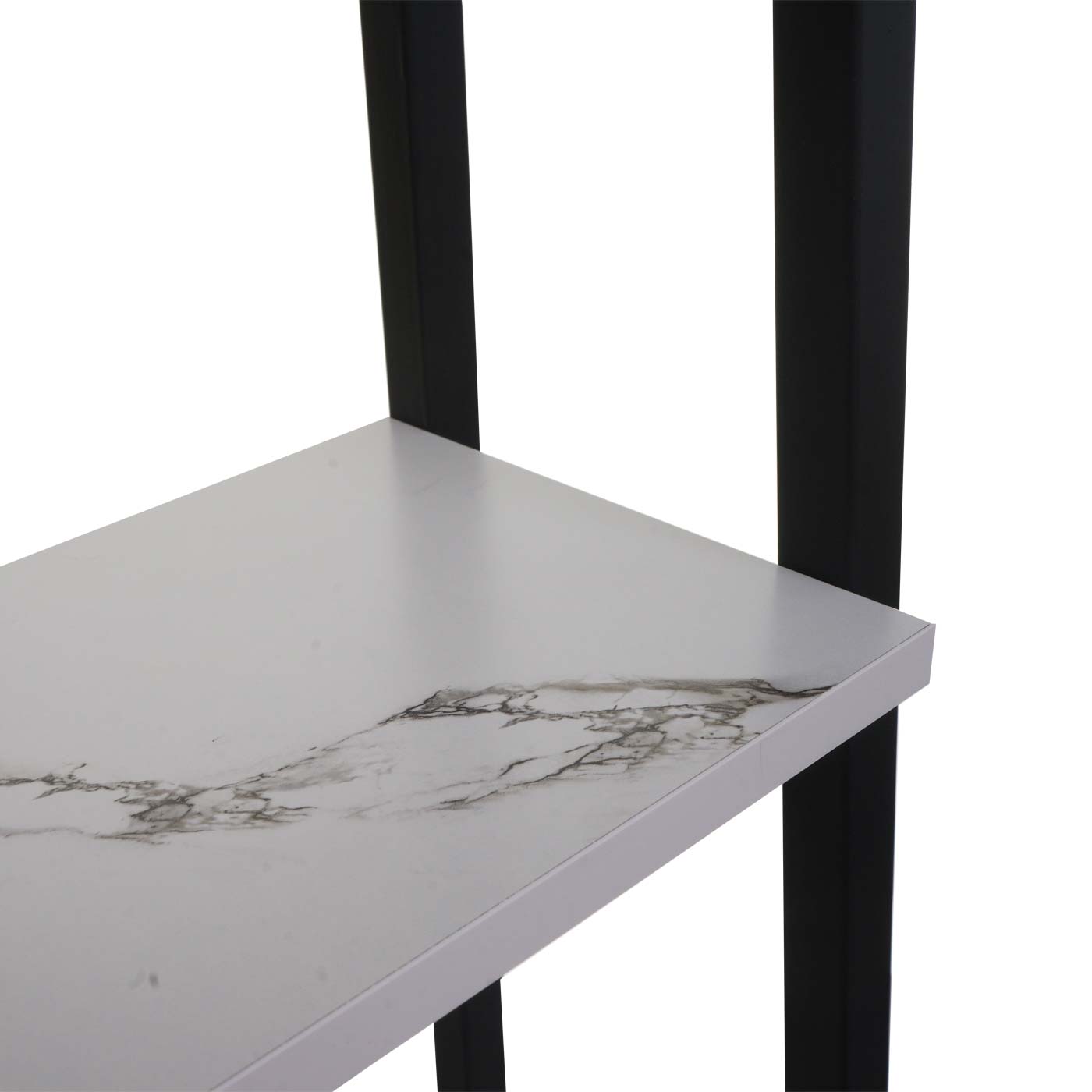 Cosmo Casa - Staande plank - Badkamer- en wasmachineplank - Hout en metaal - Marmerlook wit - 155x64x25cm