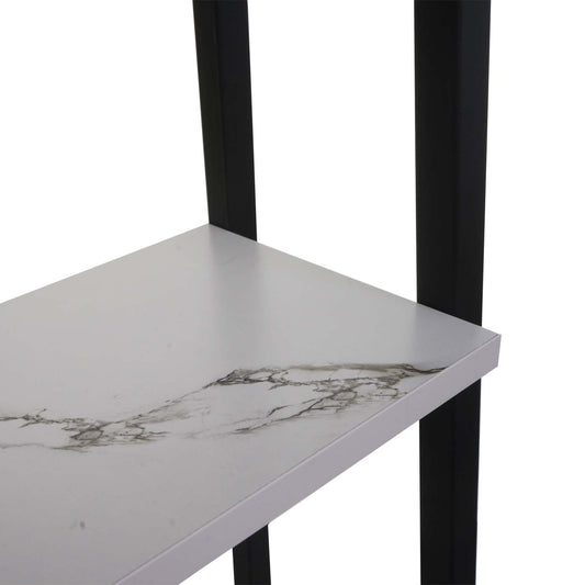 Cosmo Casa - Staande plank - Badkamer- en wasmachineplank - Hout en metaal - Marmerlook wit - 155x64x25cm