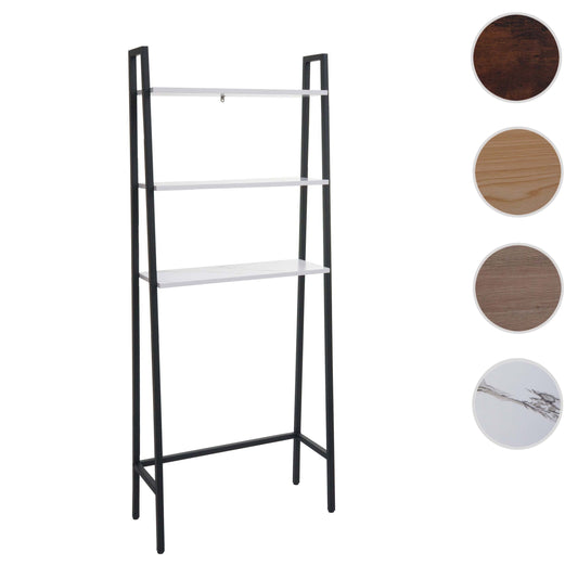 Cosmo Casa - Staande plank - Badkamer- en wasmachineplank - Hout en metaal - Marmerlook wit - 155x64x25cm