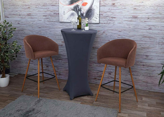 Cosmo Casa - Set van 2 Barkrukken - Rugleuning - Textiel & Metaal - Bruin