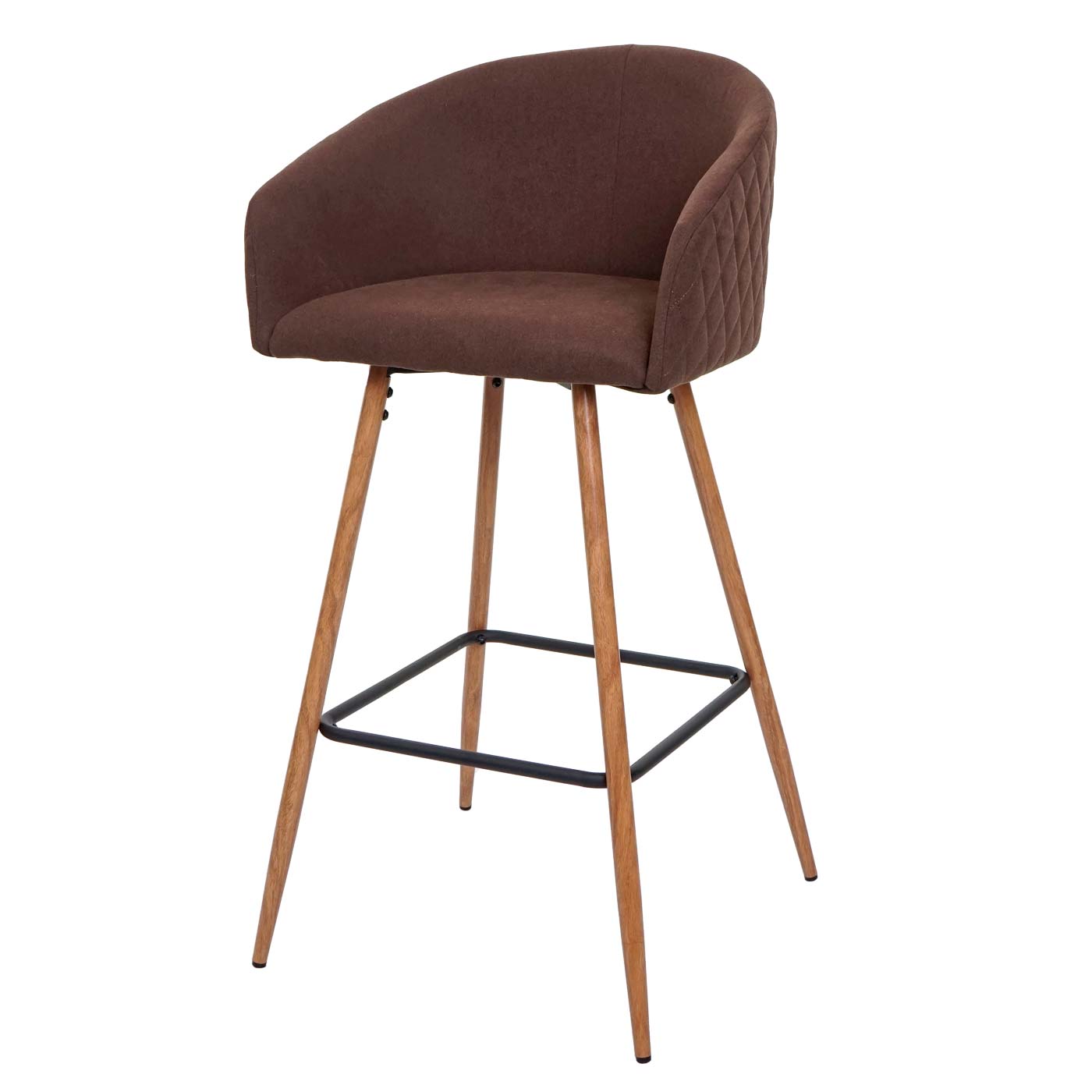 Cosmo Casa - Set van 2 Barkrukken - Rugleuning - Textiel & Metaal - Bruin