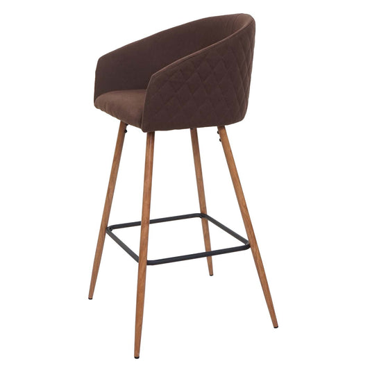 Cosmo Casa - Set van 2 Barkrukken - Rugleuning - Textiel & Metaal - Bruin